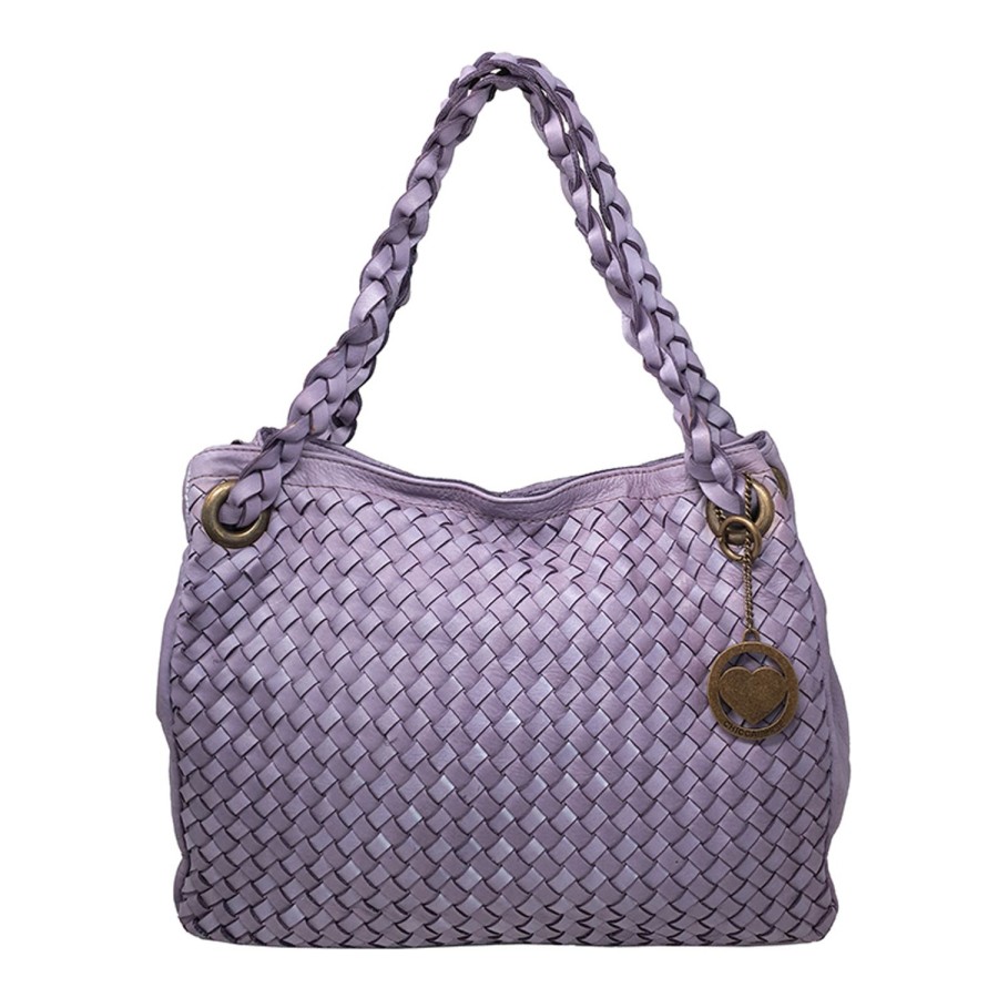 Borsa A Mano Chicca Borse | Borsa A Mano Da Donna Pelle Intrecciata Con Tracolla In Stile Vintage 38X29X13 Cm K015