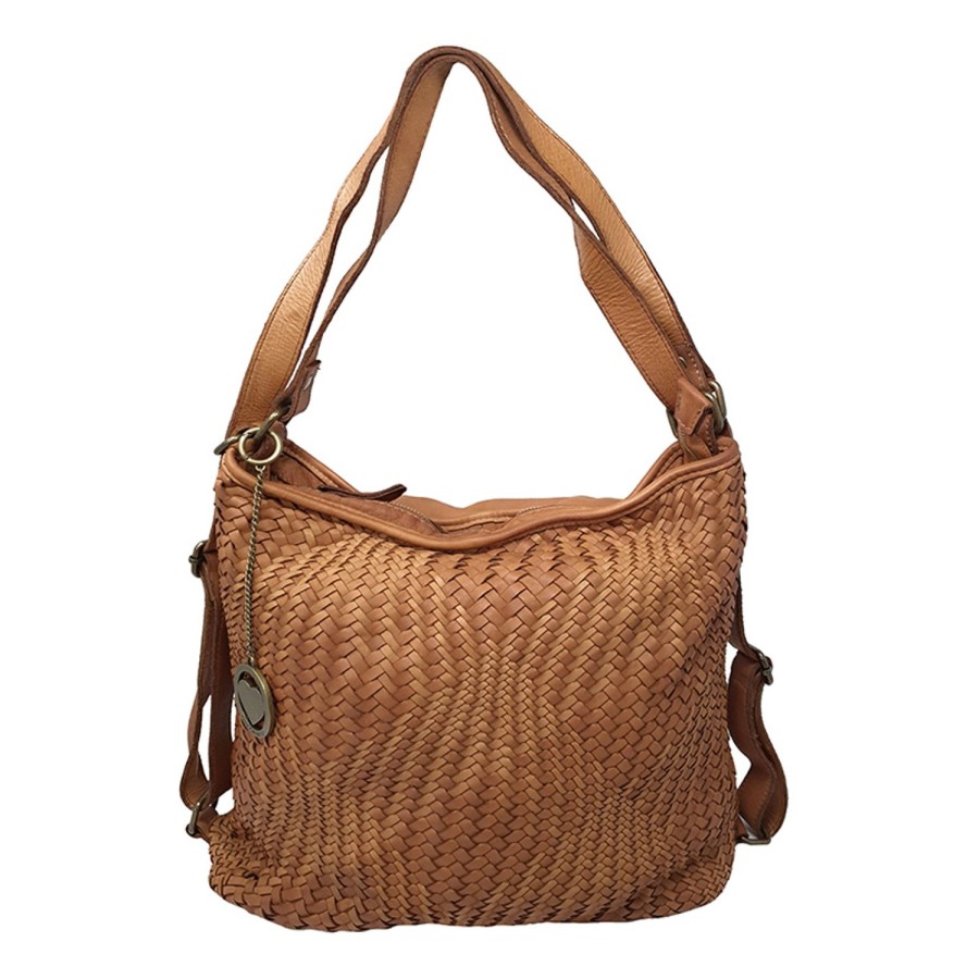 Borsa A Mano Chicca Borse | Borsa A Spalla Da Donna Pelle Intrecciata A Mano In Stile Vintage 42X34X14 Cm K010