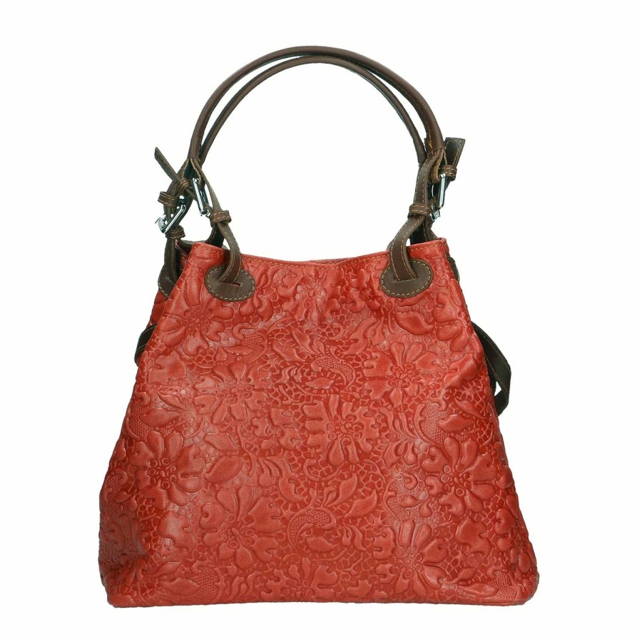 Borsa A Mano Chicca Borse | Borsa A Mano Da Donna Fantasia Floreale Su Pelle 80049.