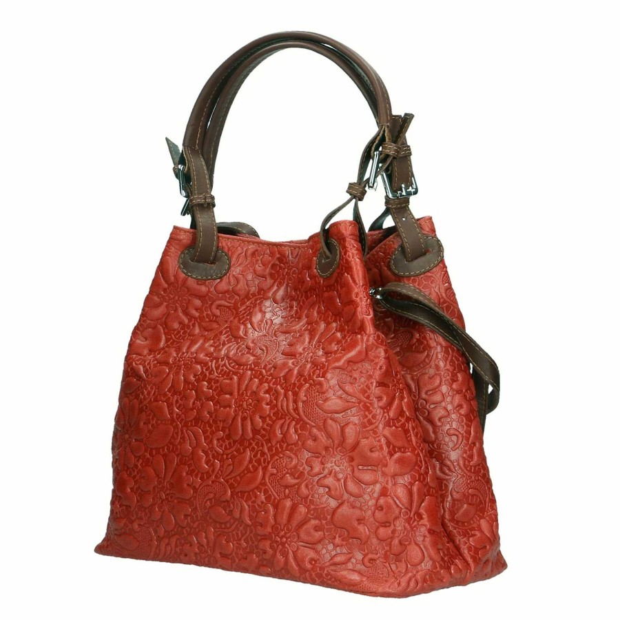 Borsa A Mano Chicca Borse | Borsa A Mano Da Donna Fantasia Floreale Su Pelle 80049.