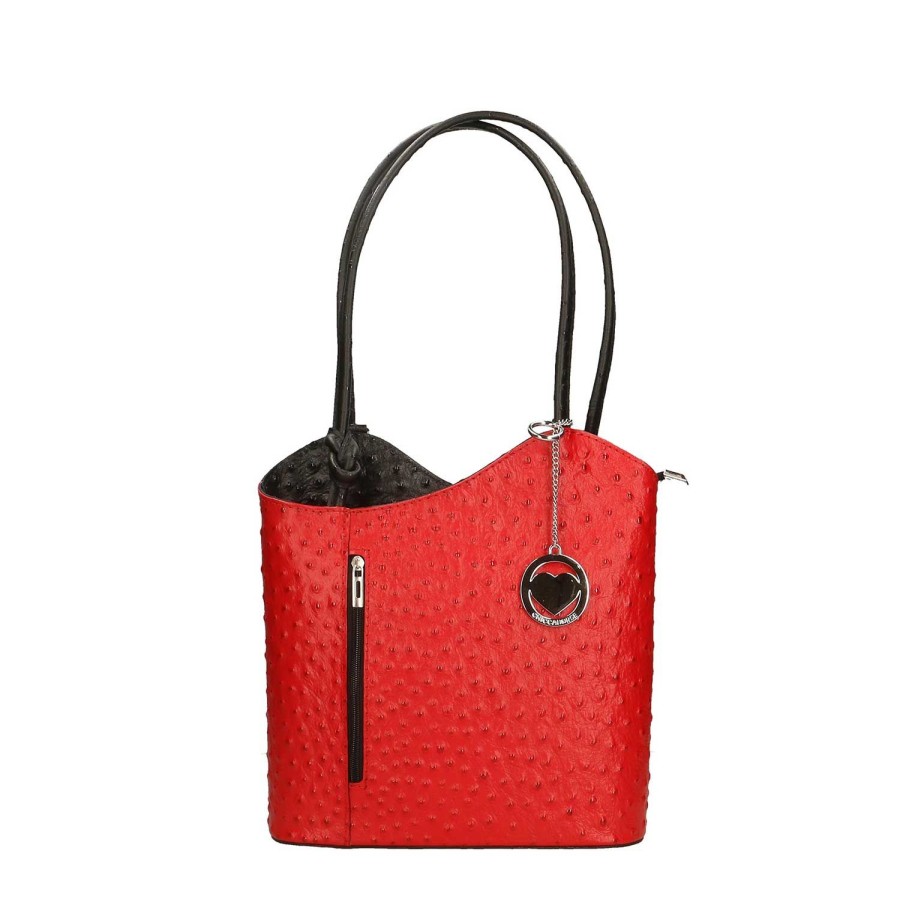 Borsa A Spalla Chicca Borse | Borsa A Spalla Da Donna In Pelle Stampa Struzzo 3005.