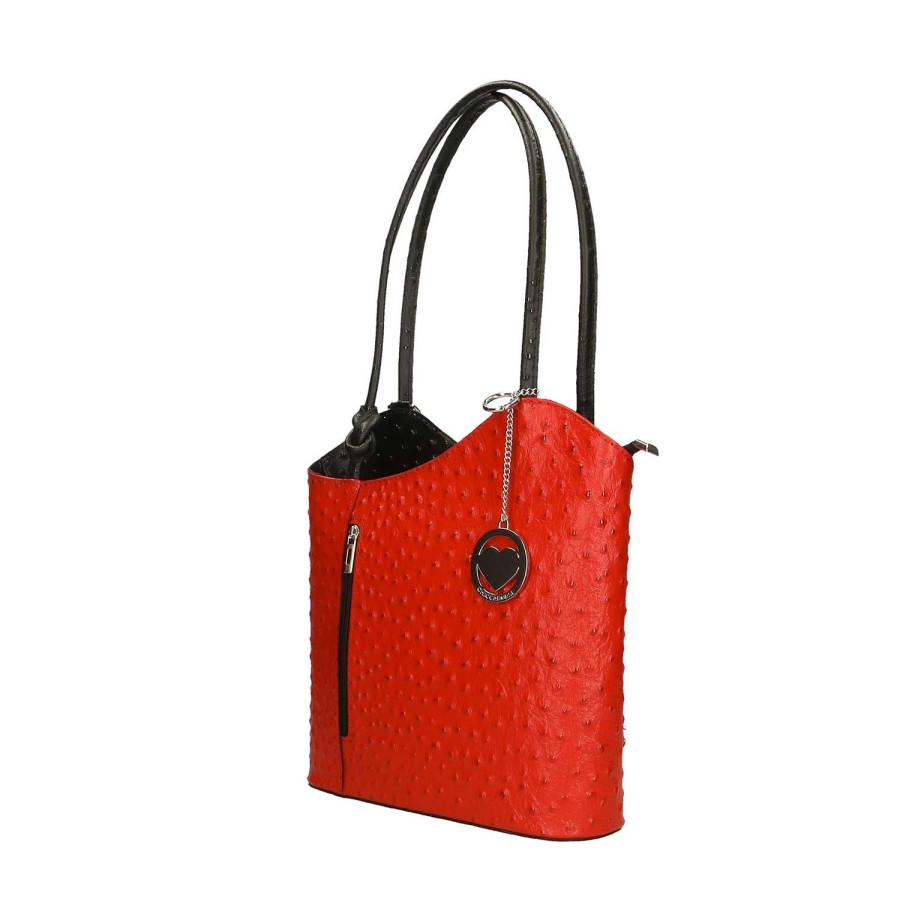 Borsa A Spalla Chicca Borse | Borsa A Spalla Da Donna In Pelle Stampa Struzzo 3005.