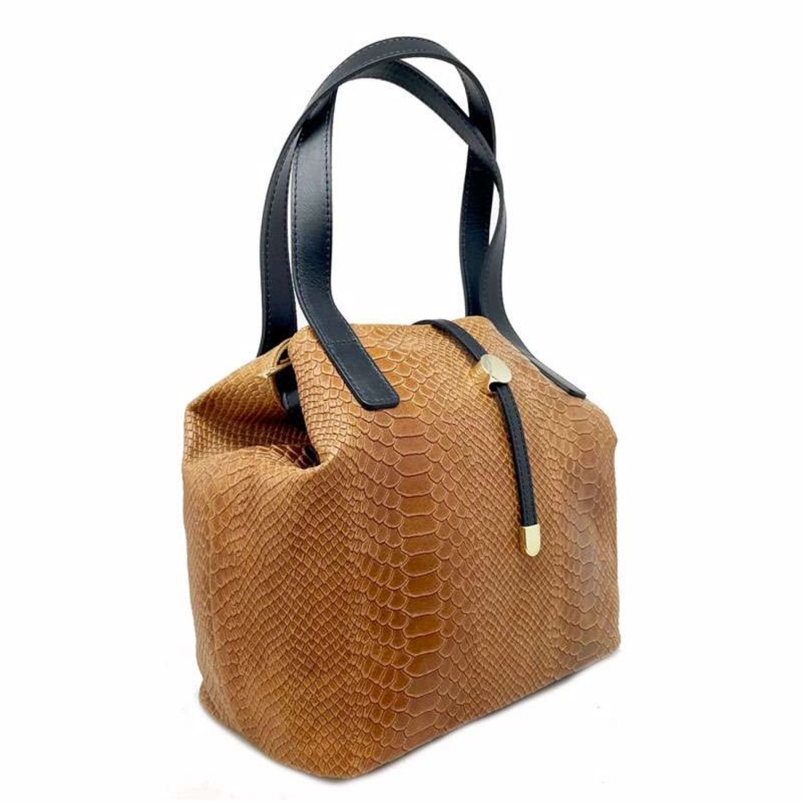 Borsa A Spalla Chicca Borse | Borsa Bauletto Da Donna Stampa Pitonata Su Pelle 5276.