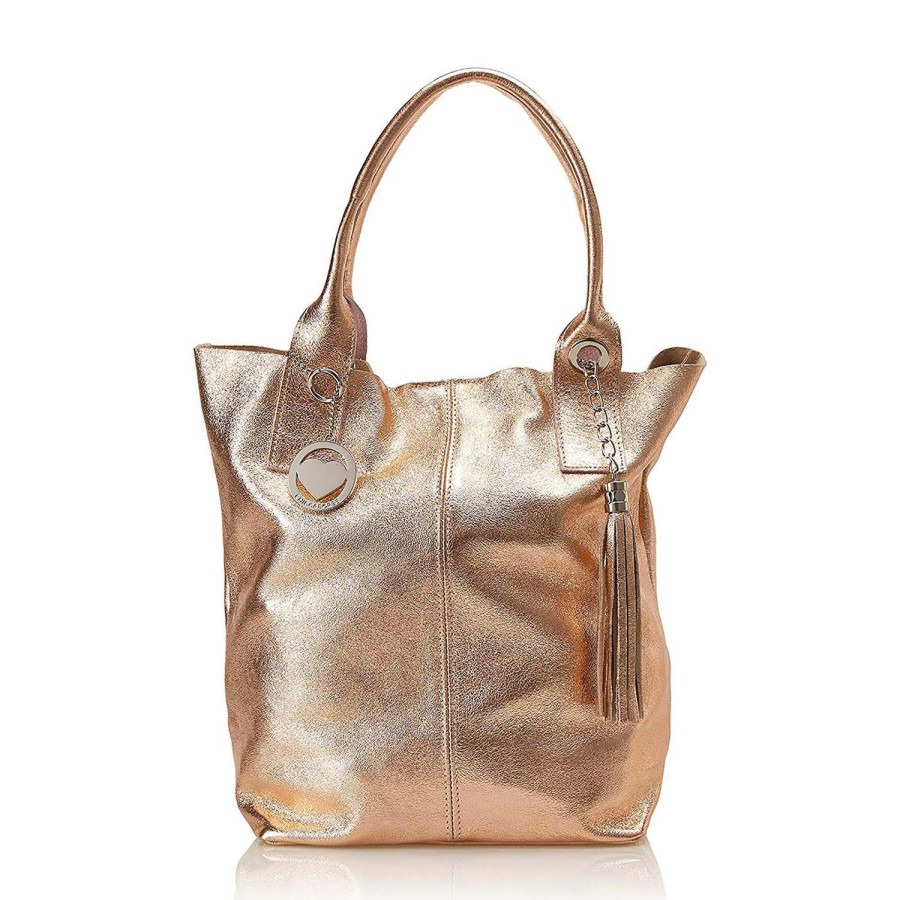 Borsa A Spalla Chicca Borse | Borsa A Spalla Da Donna In Vera Pelle. Made In Italy. 42X35X15 Cm 3327.