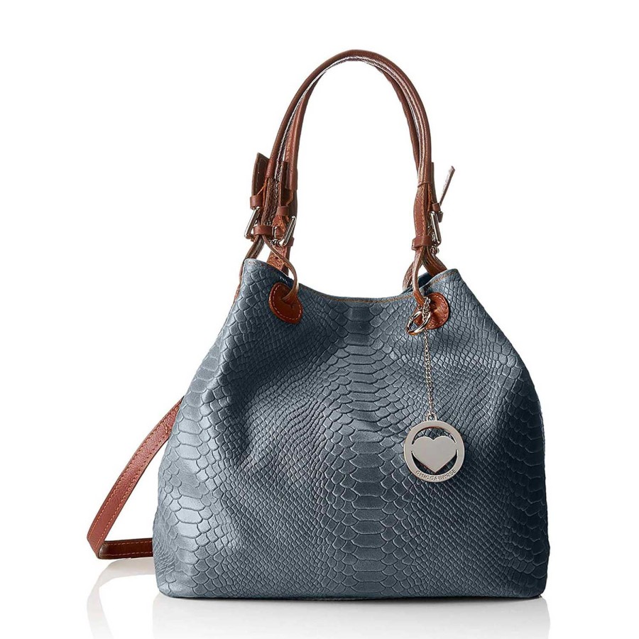 Borsa A Spalla Chicca Borse | Borsa Da Donna A Spalla In Vera Pelle. Made In Italy. 32X28X16 Cm 7724.